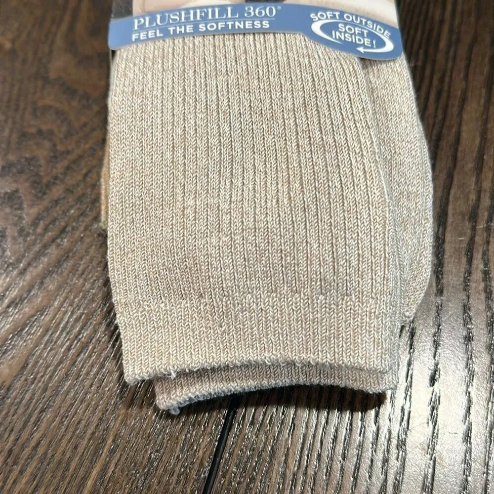 Cuddl Duds Plushfill 3-Pack Midweight Everyday Crew Socks NEW Taupe